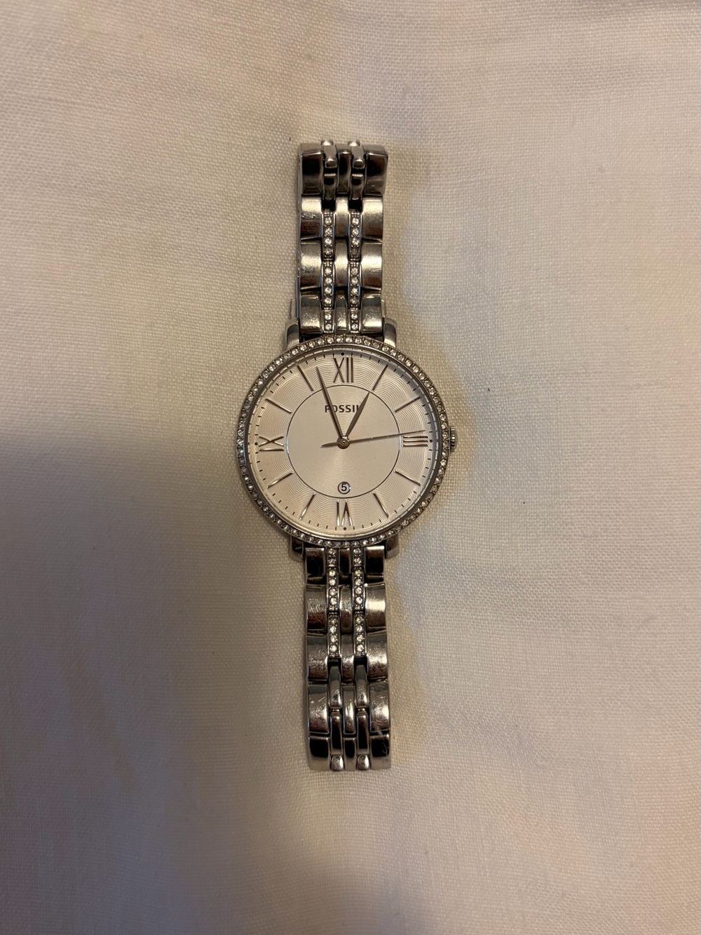 Fossil Silver Crystal-Accent Women's Stainless Steel Watch